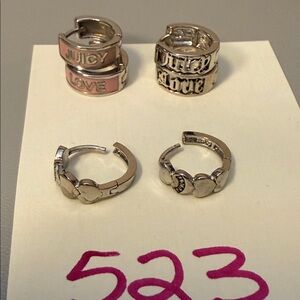 Juicy Couture Silver and Pink Hoop Earrings Set 523